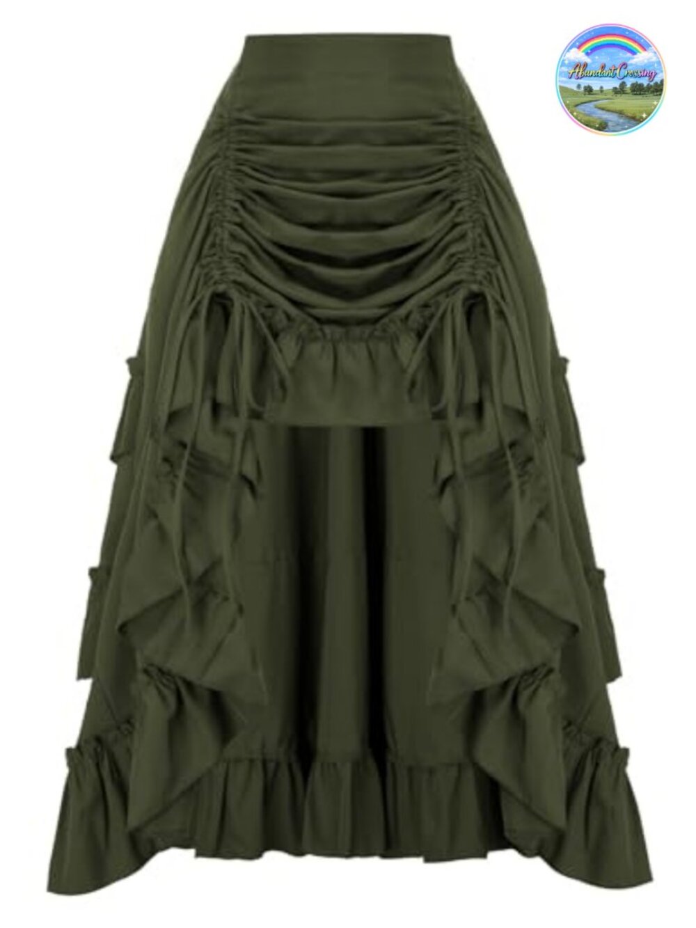 High-Low Renaissance Pirate Maxi Skirt Smocked Waist Ruffle Victorian Goth